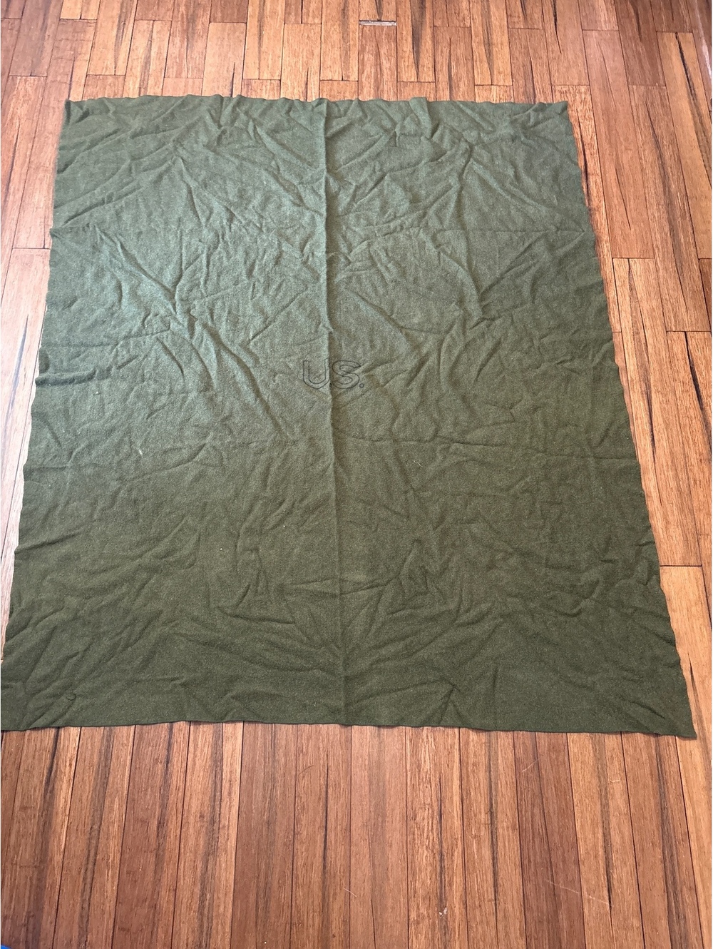 Vintage US Army Military Wool Blend Bed Blanket Vietnam Era Olive Green 66 X 84